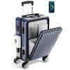 Small with USB YKK TSA Double Business 40 Blue [New Trip] Carry-on Suitcase, Front-opening, Size, Port, Stopper, Zipper, Lock, Silent, Casters, Trip,