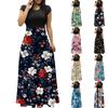 Women's Fashion Casual Loose Printed Round Neck Short Sleeve Long Dresses Short Sleeve Long Dresses