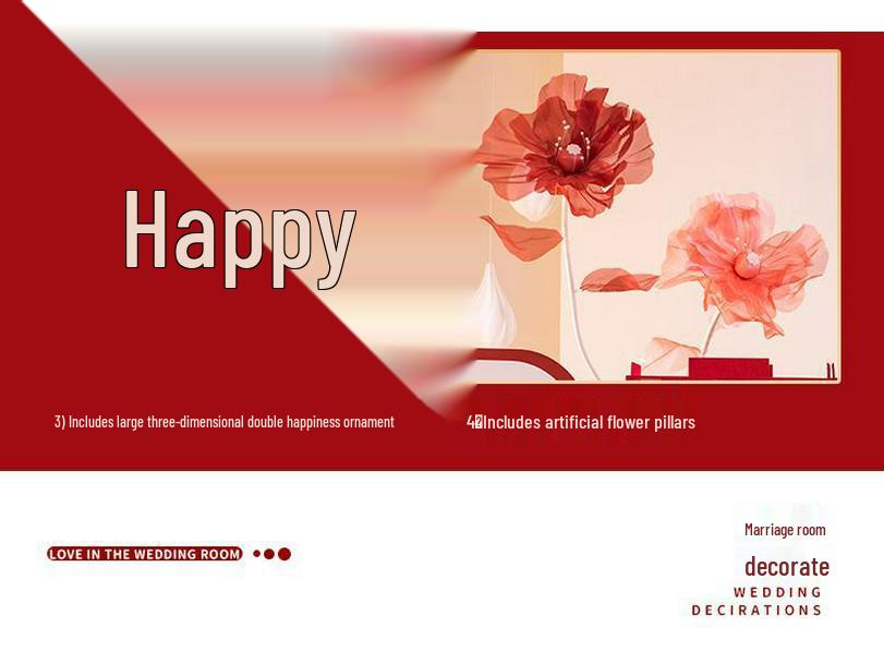 3D KT Board Double Happiness Wedding Decoration Set for Room & Yard