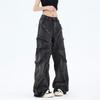 Loose Casual Straight Pants Denim Trousers Y2K Women's Jeans 2024 American High Street Spider Web Edges Street Hip Hop Couple