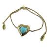 [P8161] - Golden Turquoise 'Boho' Designer Bracelet (love) - 18x17 Mm