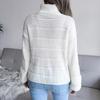 GMXIA Women's Fashion Casual Solid Color  Autumn Winter Long Sleeve High Neck Loose Cut-out Bottom Knit Sweater