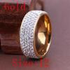8mm Women/Men Inlaid Unisex Stainless Steel Band Ring Weddig Full Filled Zircon