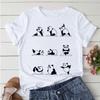 Aesthetics Cute Panda Print Women Basic Tees Cartoon Top O-Neck Simple Tee Short Sleeve T-Shirt Ladies Tees Graphic White Tshirt