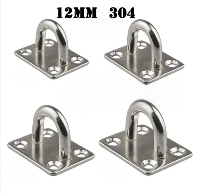 4pcs 5mm/6mm/8mm/10mm/12mm Stainless Steel Square Pad Eye Plate Hook Hanger Heavy Duty Ceiling Wall Boating Yacht Shade Sailing Marine