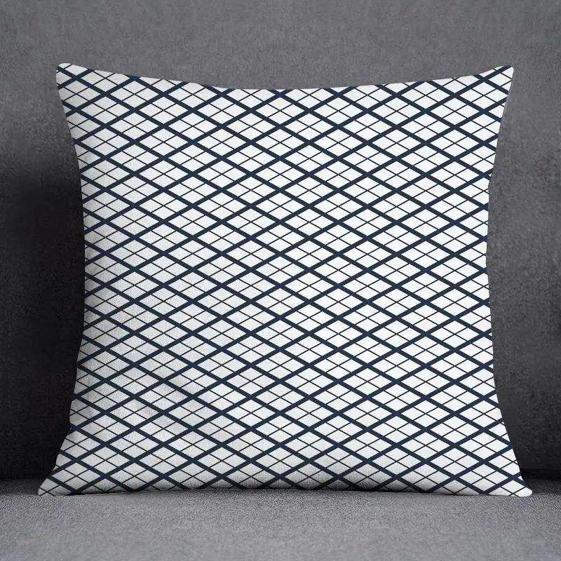 Blue Striped Plaid Pillowcase Office Living Room Home Pillowcase Car Ornaments