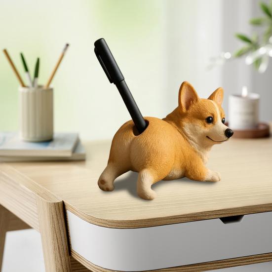 Puppy Butt Pen Holder Silly Smile Dog Pen Stand Practical Desk Organizer Corgi Gift for Dog Enthusiasts