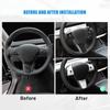 For Tesla Model 3 Model Y 2023 2022  3Pcs Car Interior Accessories Steering Wheel Decor Stickers Carbon Fiber Trim