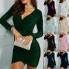 Women's Evening Dress Long Sleeve V Neck Sexy Package Hip Slim Dresses