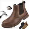 Water Proof Safety Work Shoes for Men Steel Head Leather Boots Male Footwear Indestructible Construction Work Shoes Brown