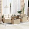 6-piece Garden Sofa Set with Beige Rattan Cushions, 2-seater Garden Sofa with Beige Rattan Cushions 3348467