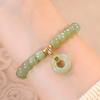 Natural Stone Green Agate Charm Beads Bracelet Women Elegant Lucky Bangles Girl Jewelry Gift Chinese Style