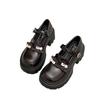 Platform British Style Small Leather Shoes Women's Versatile Single Shoes Bow One-word Buckle Japanese Jk Shoes Heightening Thick Heel Loafers