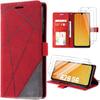 Case for Samsung Galaxy A26 5G - BOOLING - Shockproof Synthetic Leather - Red - 2 Tempered Glasses
