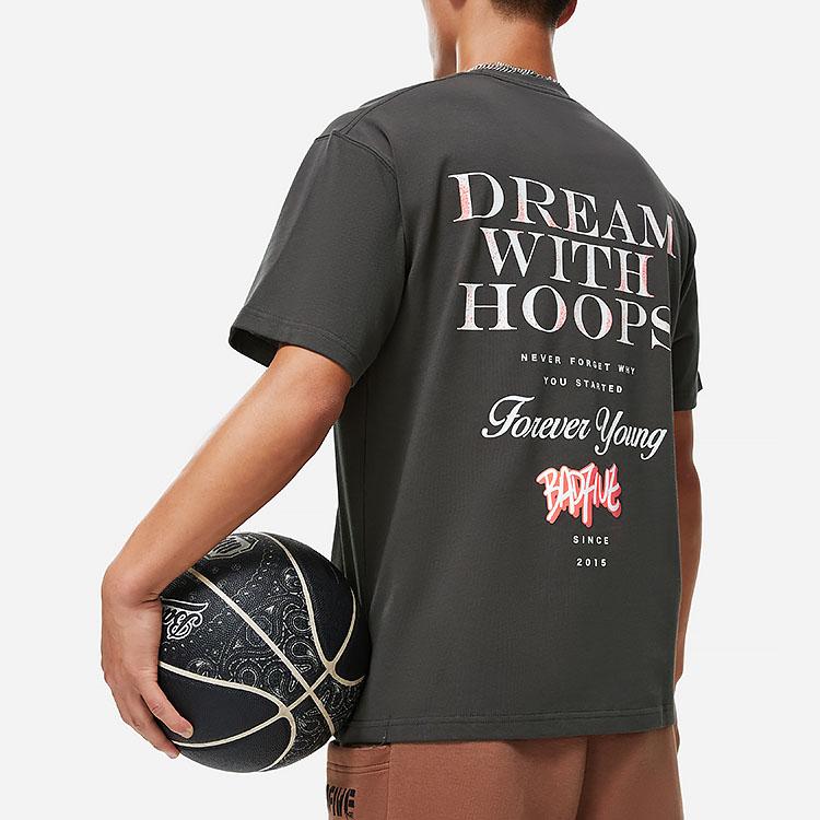 Li-Ning Badfive Series Graphic Print Crew Neck Short Sleeve T-Shirt Unisex Tops Black AHST915-3