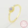 Simple Round Flower Ring For Women Small Diamond Zircon Crystal Real S925 Silver 14K Gold Valentine's Day Gift Jewelry
