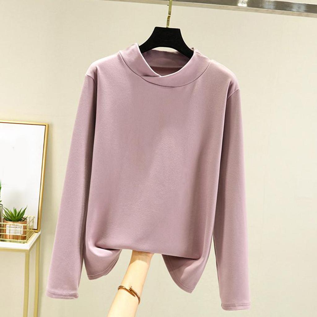 Ladies' Loose Comfortable Casual Fashionable And Warm Underwear With Seamless Cross Collar And Thick Velvet Large Size Top