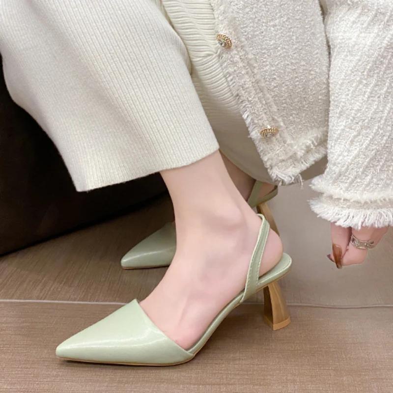 Hot Sale Shoes Female Women's High Heels Summer Party Pumps Solid Color Women Slip-on Pointed Toe Closed Toe Shoes