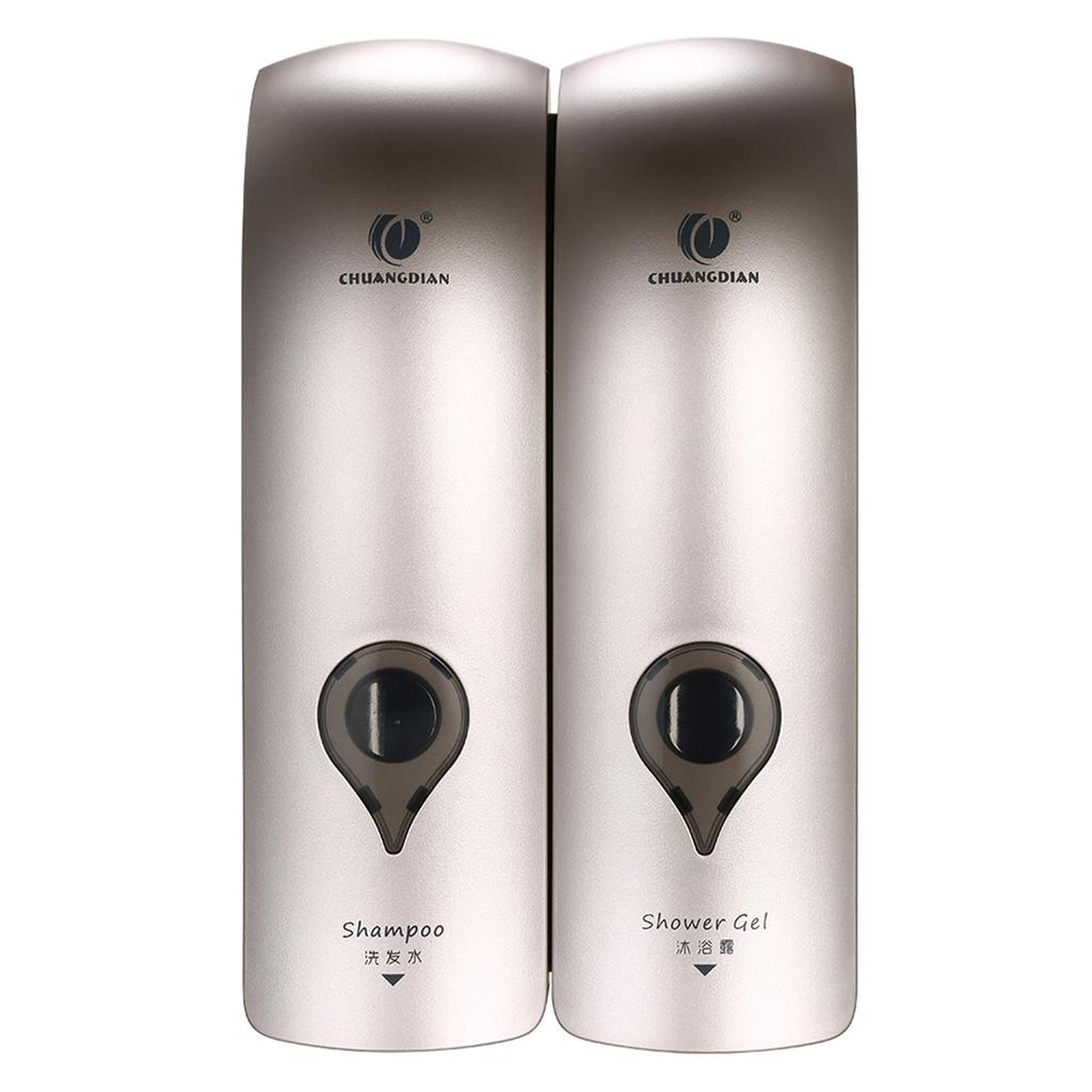 CHUANGDIAN 300ml*2 Wall Mounted Double-Head Manual Soap Dispenser Shower Gel Liquid Shampoo Dispenser Holder
