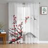 Bamboo Carp Chinese Ink Painting Tulle Curtains For Living Room Bedroom Kitchen Decoration Chiffon Sheer Voile Window Curtains
