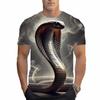 Summer Round Neck 3D Snake Print Top Fashionable Casual  Personalized Short Sleeved Men's T-shirts