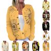 Women's Fashion Long Sleeve Christmas Snowman Snowflake Print Jacket Cardigan