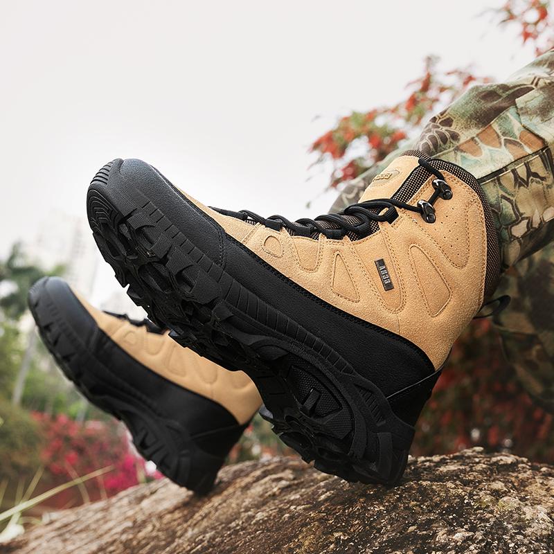 Hiking Shoes Men Shoes Outdoor Lace-Up Breathable Comfortable Casual Ankle Boots Men Anti-Slip Shock-Absorbing Combat Boots Men