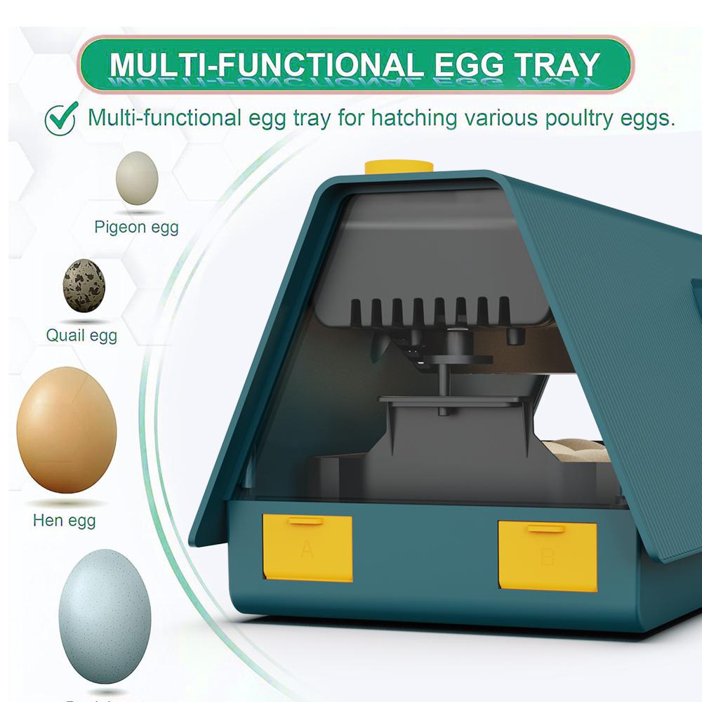 Incubator for Hatching Eggs Automatic Egg Turning 10 Eggs LED Efficient Egg Illumination Display Screen Multifunctional Egg Tray Visible Device Cover
