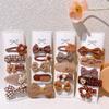 New Cute Coffee Cartoon Bow Princess Hairpins Set Women Girls Kids Hair Clips Barrettes Accessories Hairclip Headwear Headdress