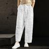 Casual Embroidered Lace-Up Ankle-length Pants Women Elegant Sweet Elastic Waist White Pants Streetwear Trousers Spodnie 26162