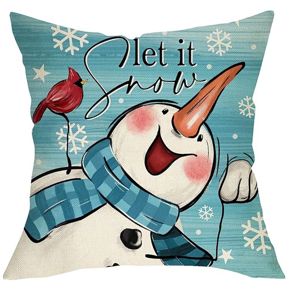 Merry Christmas Decoration Pillowcase Soft and Comfortable Snowman Pillow Cover Sofa Cushion Suite Home Decoration Gift