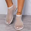 Summer 2024 New Round Head Sandals Hollow Diamond Single Shoes Women's Summer Sexy Large Size Flats