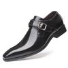 Men's Pointed British Men's Leather Shoes Buckle Low Heel Single Shoes Large Size Gentleman's Feet