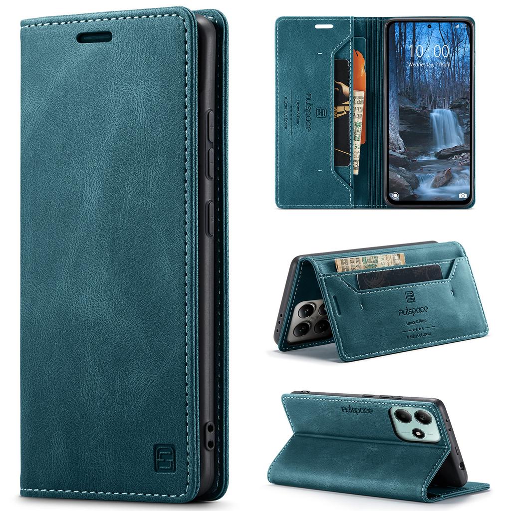 Premium Vintage Leather Wallet Case for Redmi Note 9-14 Series & POCO M2/M5S/X5/X7 - Flip Cover, Card Slots, Shockproof Retro (4 Colors)