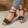 Fashion Lightweight 2025 New Summer Flats Sandals Open-toed Women Flats Women Flat Sandals Elegant Floral Design Casual Comfortable Shoe