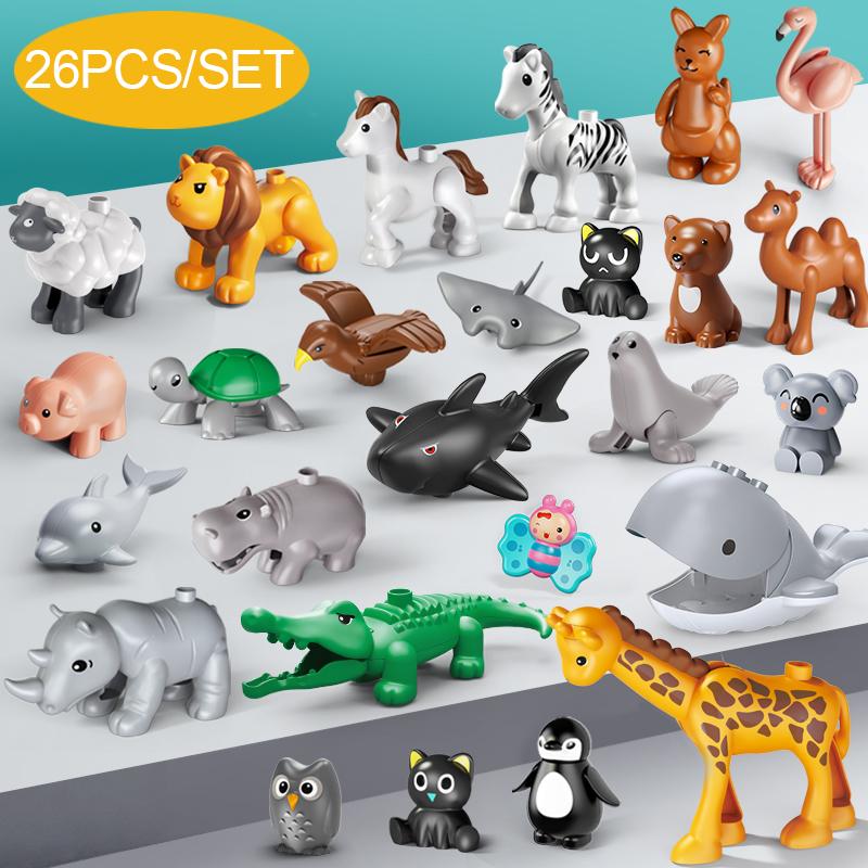 26Pcs/Set Big Size Figure Animals Block Farm Series Big Building Blocks Animals Series Toys For Childrens Kids Party Gift