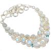 Rainbow Moonstone,Blue Topaz Gemstone Handmade 925 Silver Jewelry Necklace 18" JCN409-113