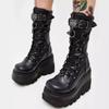 Women High Boots Cosplay Mid-Calf Boots High Platform Wedges Boots  Summer Autumn New Designer Gothic Shoes For Women Botas