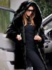 Solid Color Loose Plush Long Sleeve Hooded Mink Coat Size S-6XL