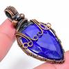 Sapphire Natural Gemstone Handmade Copper Wire Wrap Pendant 2.40" f2I83