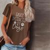 Women Summer T Shirt Dog Paw Print Print Short Sleeve Tees Casual Printed Tops