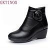 Fashion New 2025 Women Boots Women Genuine Leather Winter Boots Warm Plush Autumn Boots Winter Wedge Shoes Woman Ankle Boots Size 34-43
