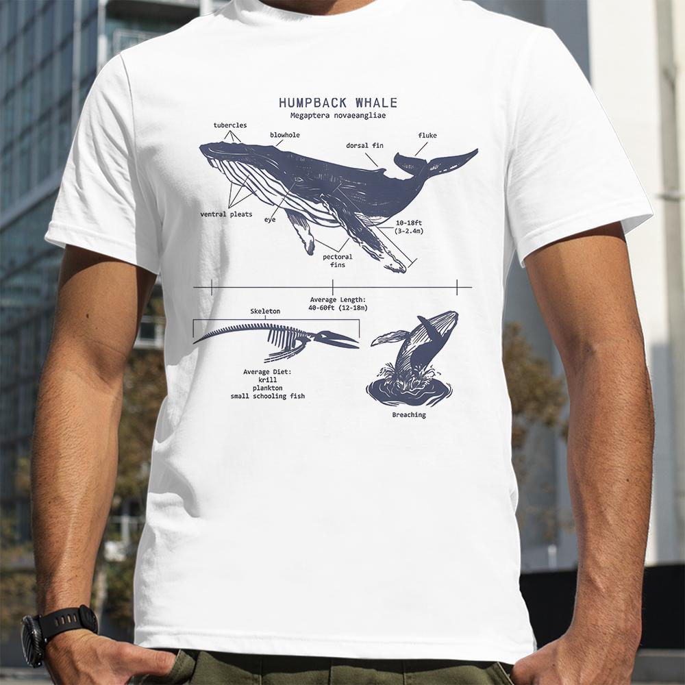 Humpback Whale Anatomy Shark Lover T-Shirt Summer Men Street Punk Style Boy Loose Oversized T-Shirt