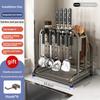 Multifunctional Knife Holder Stainless Steel Stand Home Kitchen Utensil Counter Cutting Board Rack Knife Pot Lid Storage Rack