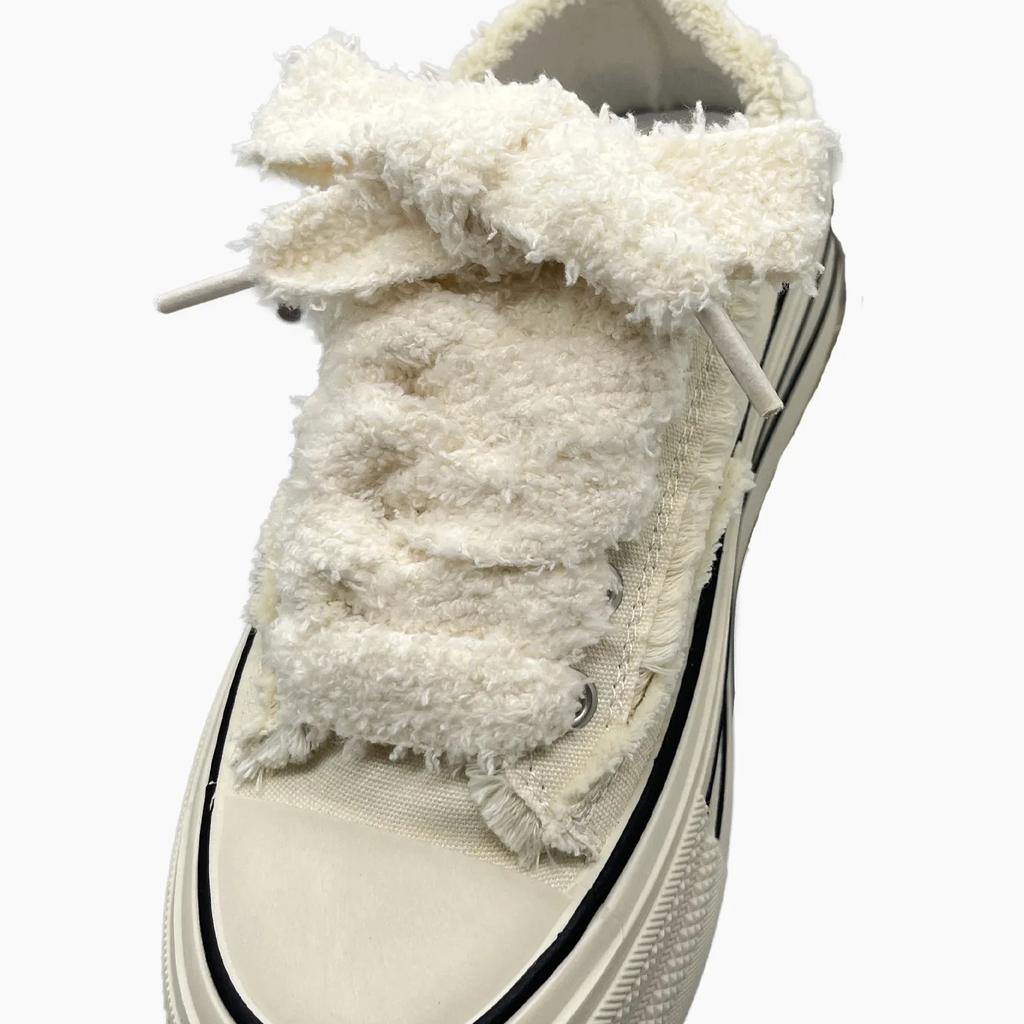 Women Casual Canvas White Flat Shoes Laces Strings Accessories 2.2cm Width 1 Pair Cute Plush Sneakers Shoelaces Men