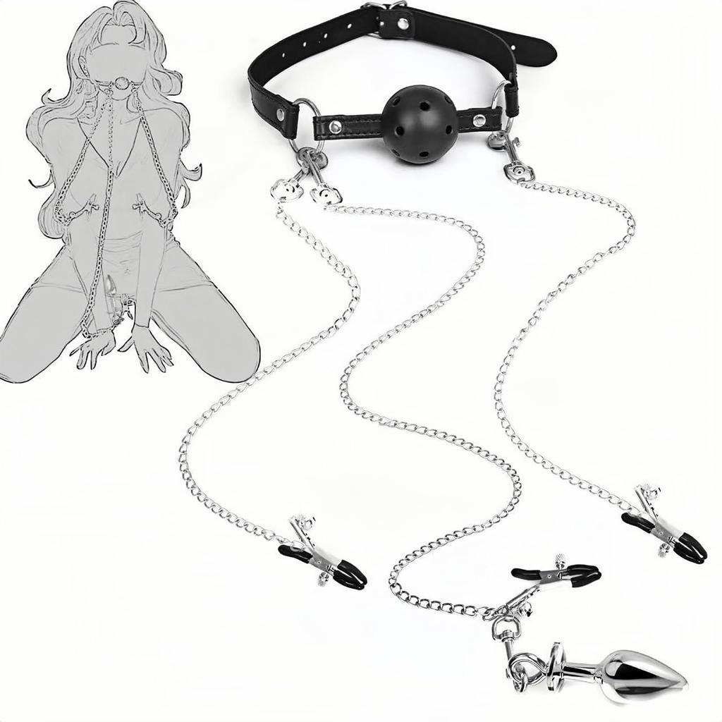 Yemax Anal Nipple Gag SM Removable Bell Sex Toys for Nipple Adult for Nipple Nipple Anal SM Anal Anal Restraint Ball Anal Plug Diameter Plug, Clip,