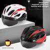 Adult Magnetic Goggles Bicycle Helmet Integrated Molding Bicycle Road Bike Riding Helmet with Tail Lights