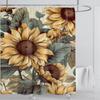 Sunflower Flower Shower Curtain Waterproof Shower Curtain Polyester Fabric 3D Printed Curtain Bathroom Decoration With Hooks