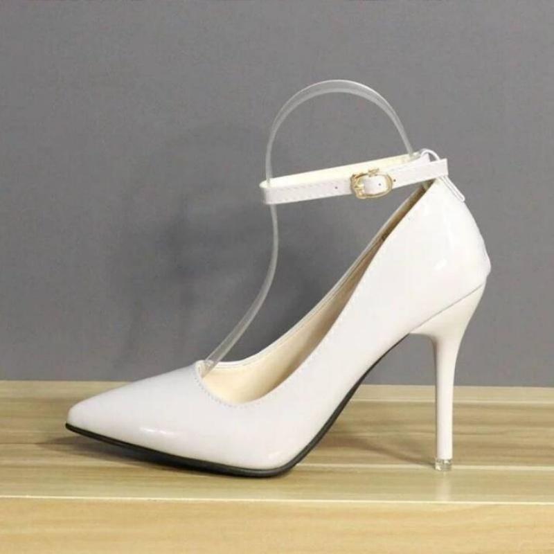 7cm 10cm Heels Buckle Women Pointed Toe Pumps Patent Leather Shoes Stiletto Heels Office Pump Super Big Size 35-42