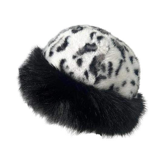 Winter Hat Leopard Print Thickened Warm Plush Hat Cold-proof Windproof Headwear Cold Weather Accessory